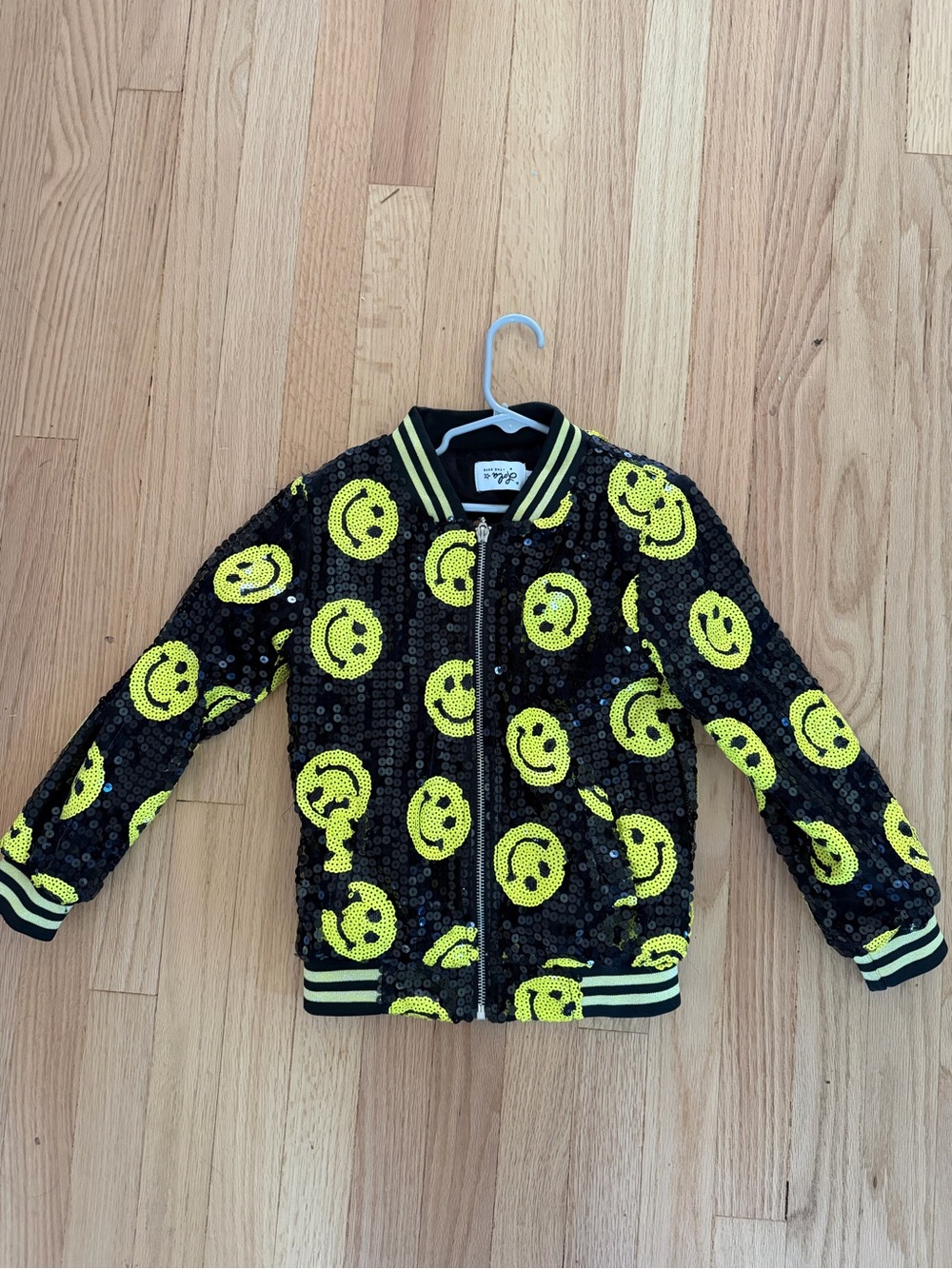 Lola & The Boys Kids Sequin Smiley Bomber Jacket